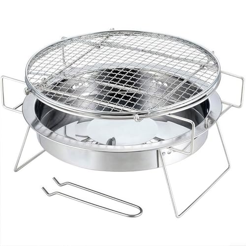 Parrilla plegable pequeña para barbacoa, parrilla de carbón portátil plegable para camping, mesa de barbacoa de acero inoxidable 304 para picnic, jardín, camping, viajes