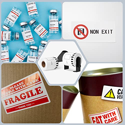 Image of DK-2251 Compatible with Brother 2-3 /7 inch x 50' Black /Red on White Paper Label