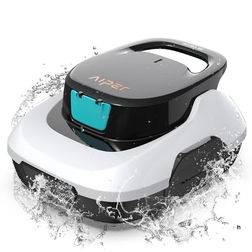 (2024 Upgrade) AIPER Scuba SE Cordless Pool Vacuum, Robotic Pool Cleaner Cleaner Lasts up to 90 Mins, Self-Parking, Dual Powerful Suction Ports, Idea for Above Ground Pool up to 33 Feet (Dark White)