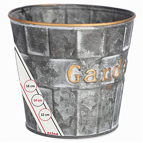 KADAX Maceta de metal, estilo retro, maceta para orquídeas, hierbas, geranios, maceteros (16 cm, redonda)
