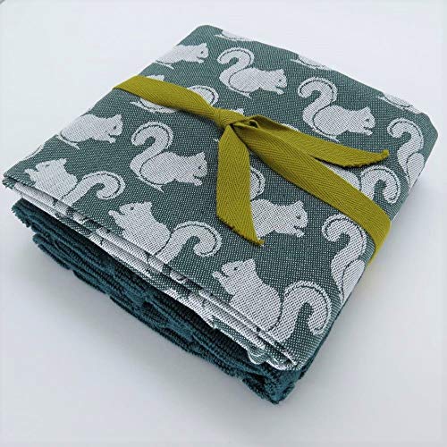 Kit 2 pc. de panos de prato ESQUILO Verde de 100% Algodão