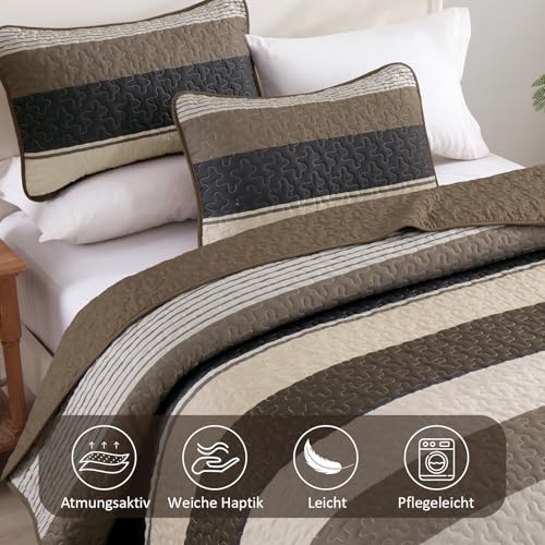 WONGS BEDDING Tagesdecke 220x240 mit 2 Kissenbezüge 50x75 Set – Ansicht 5