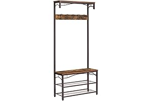 VASAGLE Coat Rack, 3-in-1 Entryway Bench with Shoe Storage and Coat Rack