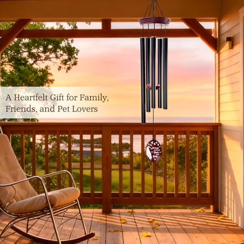 Howarmer Memorial Wind Chimes for Loss of Loved One, 33.5" Sympathy Wind Chimes with Feather & Butterfly Remembrance Sail, Deep Tone Bereavement Gift for Loss of Mom Dad, Outdoor Garden Decor — view 4