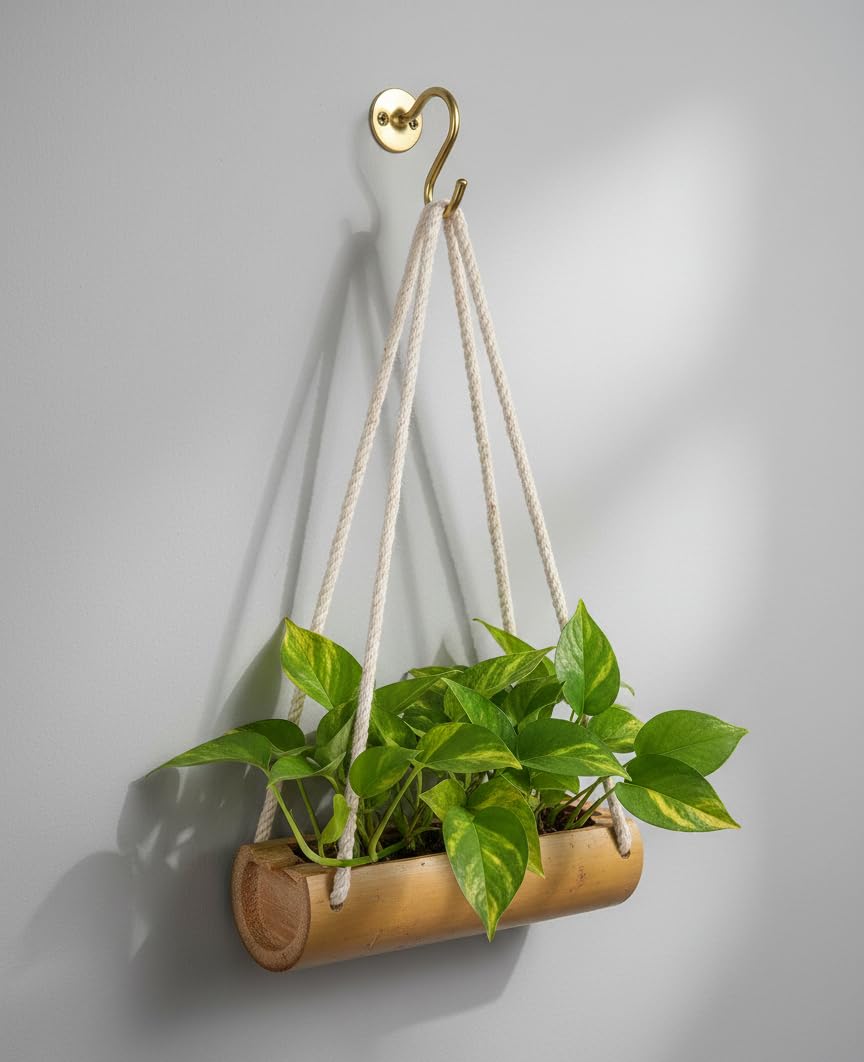 Bamboo Handamade Planter Basket Wall Hanging Bamboo Planter for Plants Perfect for Home & Garden Decor-image-28
