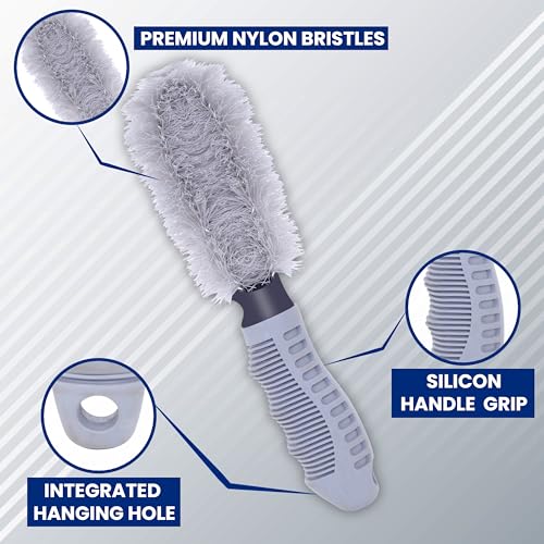 Image of Autofy Rim Tyre Cleaner Brush [**Pack of 2**] Car Cleaning Brush for Rim Cleaning Liquid Nylon Bristles Car Microfiber Duster Tire Rubber Car Accessories