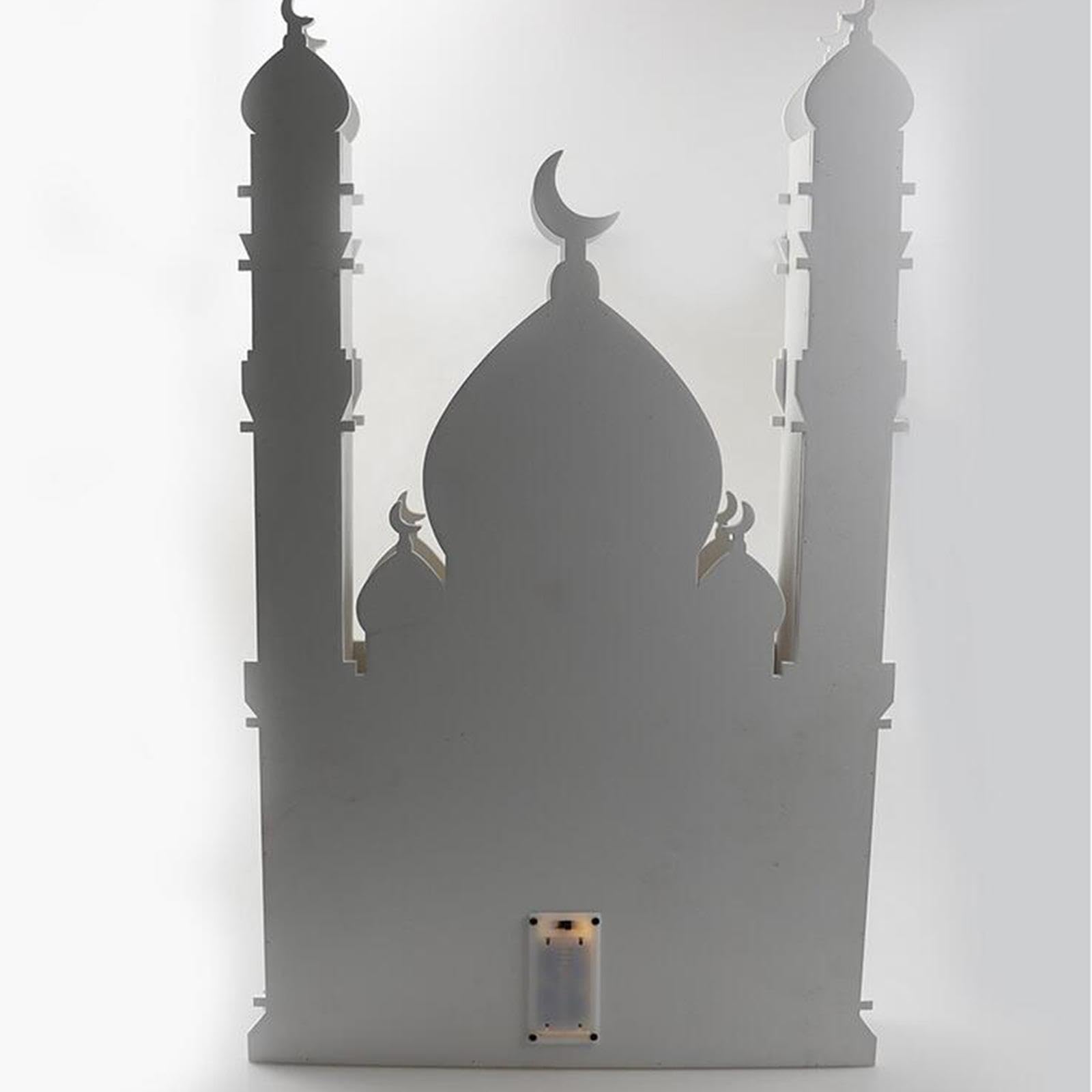 Holz LED Beleuchtung Eid Mubarak Adventskalender Dekoration mit Schubladen für Wohnzimmer Fest Büro Geschenk, Weiß