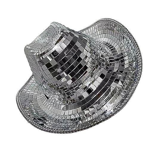 QILTON Disco Ball Cowboy Hat Space Cowgirl Hat Glittered Cowboy Hat