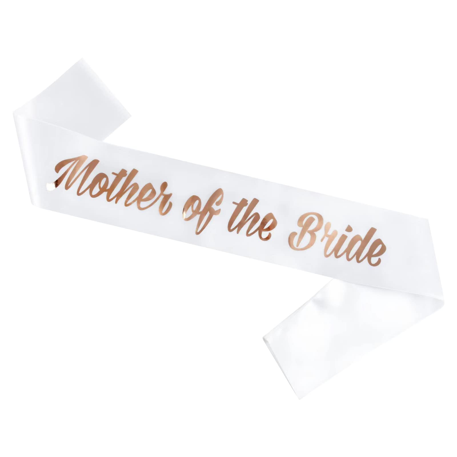Mother of the Bride Sash, Wedding Engagement Ceremony Bridal Shower Hen Party Decorations (1 Pack) (White Mother of Bride)