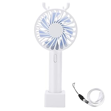 MILPROX Rechargeable Handheld Fan, 2200mAh Lithium Ion Power Battery, 11h Continuous use, USB Convenient Charge, Silicone Hand held, Portable for Home and Travel (White)