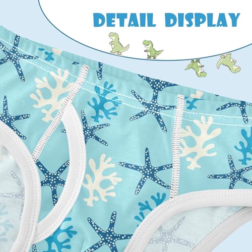 visesunny Boys Potty Training Underwear Coral Starfish Blue Breathe Cotton Briefs Size 2T-8Y for Toddler4