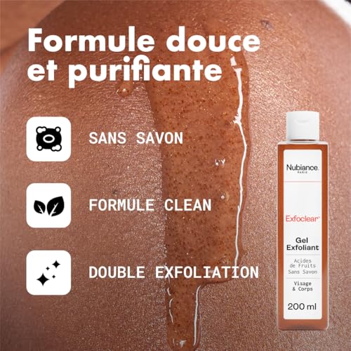 Body Scrub Exfoclear Nubiance Gommage Corps et Visage Acides de Fruits