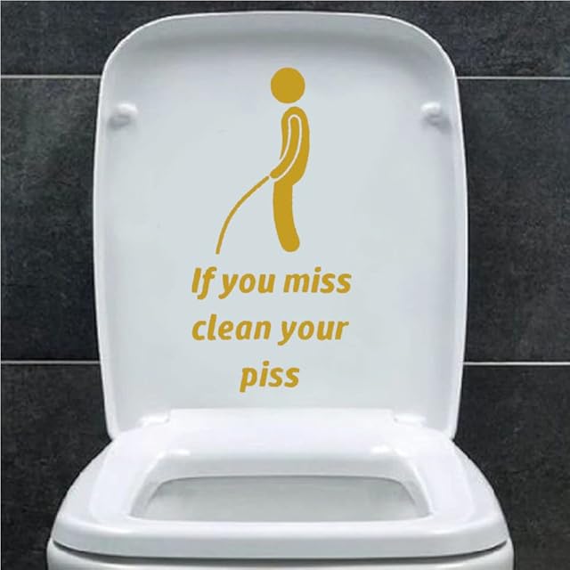Hatcherabilia If You Miss Funny Toilet Seat Sticker Bathroom Wall Decal (Gold)