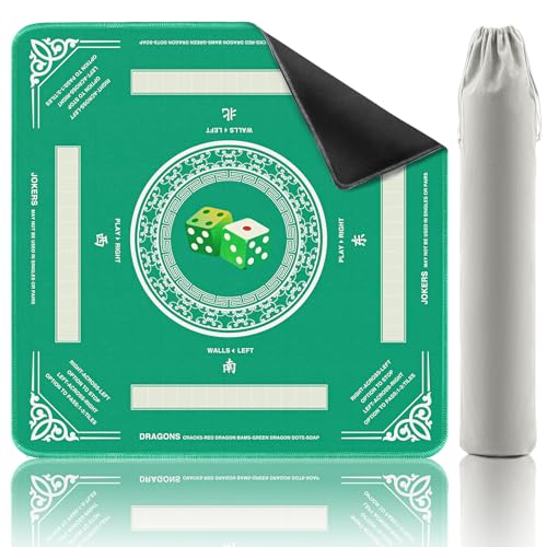 Mikccer Mahjong Mat for Table, American Mahjong Mat with Rules, 32x32 Inch