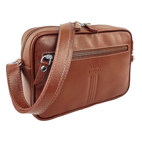 Bolsa Tiracolo FIDENZA em Couro (Pinhão)