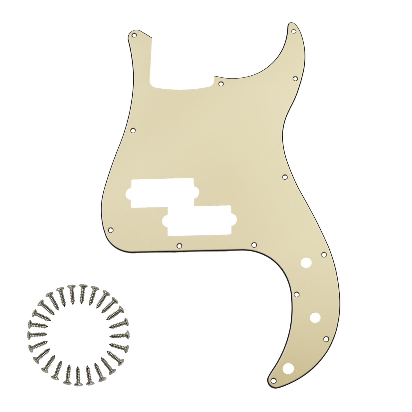 13-Hole P Bass Pickguard for Fender Precision Bass, Cream 3Ply