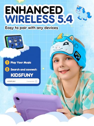 Image of Kids Headphones Headband Wireless, Bluetooth Headband Child Headphones with Thin Speakers & Wired Playback 3.5 MM Jack for Home /School /Travel /Airplane /Phone /Tablet