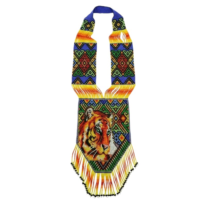 Collier Gerdan ukrainien tigre en perles multicolores pour vos soirées d'été