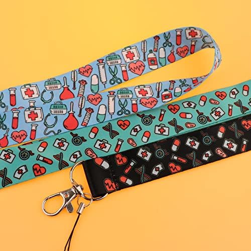 3 Pcs Nurse Lanyards Neck Strap with Clip Clasp Keychain for Keys ID Work Card