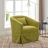 KINFFICT Swivel Accent Barrel Chair, Modern Single Sofa Armchair with Pillow, 360 Degree Round Arm Chair, Cozy Leisure Club Reading Chair for Nursery, Living Room, Bedroom, Office (Olive Green)