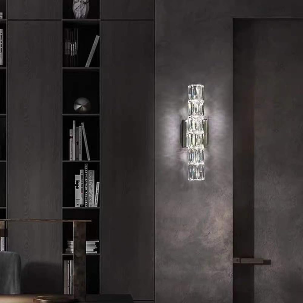 Modern Light Luxury LED Linear Bathroom Wall Sconce Modern Crystal Wall Light Bar Chrome Long Vanity Lighting Fixture Over Mirror Luxury Bedroom Wall Mounted Lamp for Living Room Hotel Foyer