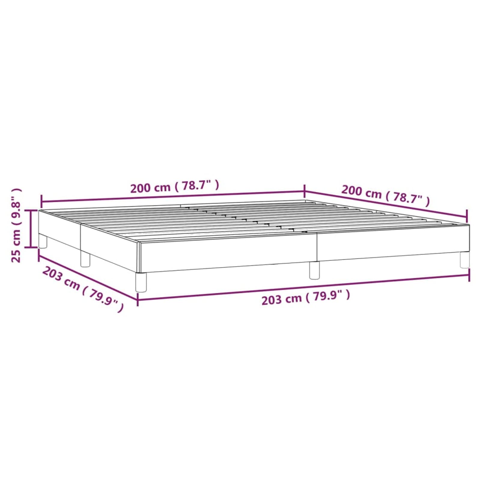 LAPOOH Struttura del letto, Doghe, Base letto, Letto Mobile, Telaio Del Letto, Letto completo, Letti Giovani, Tessuto Grigio Scuro 200x200 cm