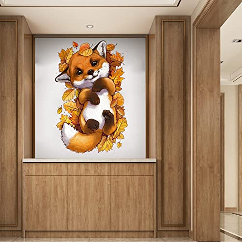 Cute Fox Wall Decals Animal Foxes Maple Leaves Wall Stickers Peel & Stick Bedroom Playroom Baby Nursery Kids Room Wall Decor Art Decoration #TOP2
