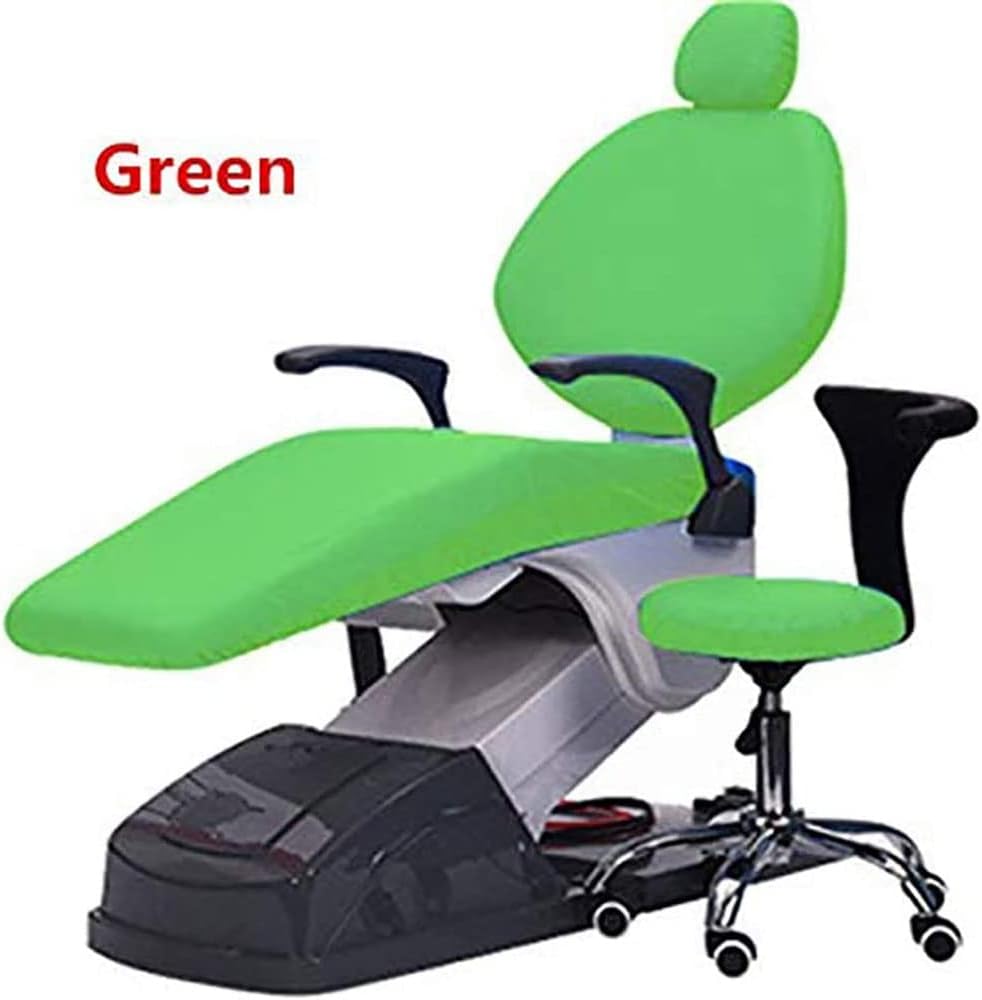 4Pcs/Set - Protective Full Dental Chair Cover Advanced Milk Silk - Dental PU Leather Unit Dental Chair Seat Cover Chair Cover Elastic Waterproof Protective Case Protector(Color:Green)