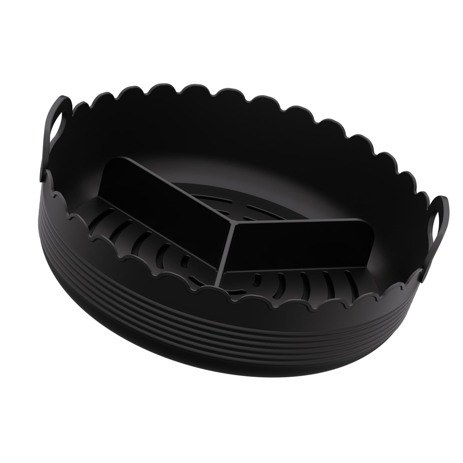 Pangboer Black Meal Prep Air Insert, Round Silicone Basket Accessory With Raised Divider Tray For Cleaner Everyday Cooking Round Air Basket Insert Silicone Tray Divider Handles Cleanup Cooking Accessory Meal