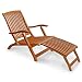 Produktbild IND-70006-DC Deck Chair Sun Flair Liegestuhl Sonnenliege aus Holz ergonomisch geformt - 141 x 58 x 86 cm mit abnehmbarer Fußablage klappbar