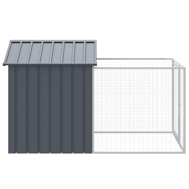 Foto 4 de 5 de JUDYY Caseta Perros con Corral acero galvanizado Gris 117x201x123 cm, Casa Perro, Gato, Mueble, Jaula