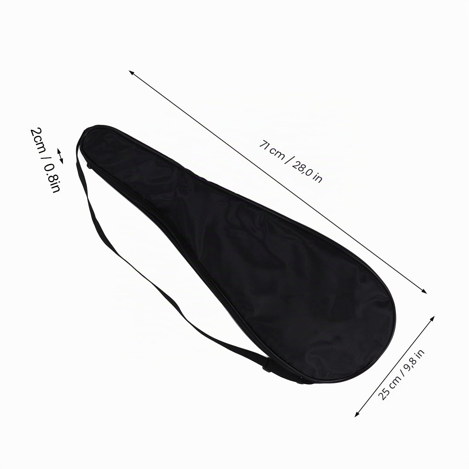 Sac de Housse de Raquette de Squash, Sac de Transport Léger rembourré avec Bandoulière Réglable (Noir)
