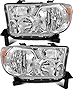 LBRST Headlight Assembly For Toyota Sequoia 2008-2017 For Toyota Tundra 2007-2013 Chrome Housing Amber Reflector Clear Lens Driver and Passenger Side Headlamp