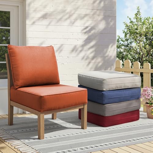 Image of 6 inch Thick Outdoor Chair Cushions - 24 inch* 24 inch Patio Furniture Cushions with Water Resistant & Removable Cover, 28D High Density Sponge Patio Cushion for Outdoor Furniture Couch Chair Orange