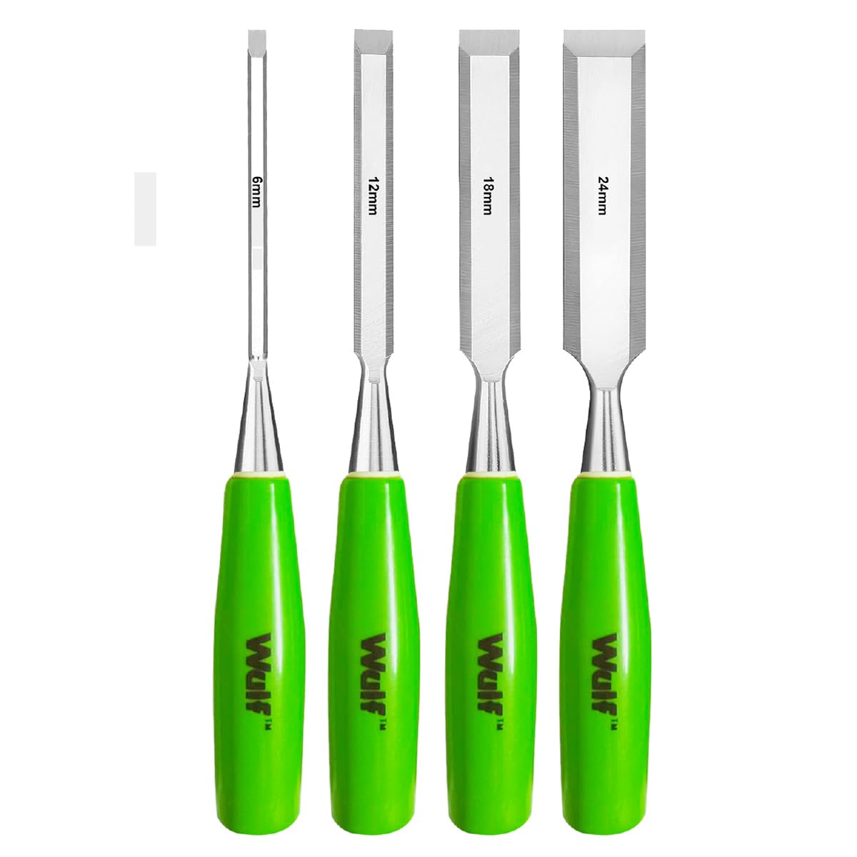 WULF Professional Wood Chisel Set (0.25–1 Inch) | Set of 4 Durable Woodworking Chisels | Heat-Treated Steel Blades with Comfortable Grip Handles | Ideal for Carpentry, Craft, and DIY Projects