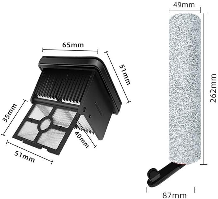 For Dreame H12 Pro / H12 Plus Soft Brush Spare Parts Wet Dry Vacuum Cleaner Roller Hepa Filter Accessories(Light Yellow)
