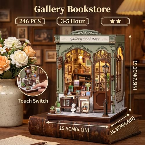 Image of PATPAT 1 Pack Wooden Book Nook Kit Ages 14 Miniature Bookstore Decor