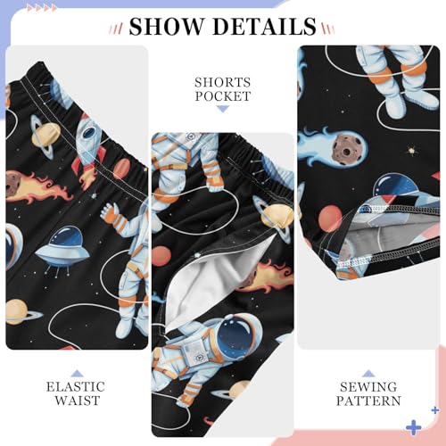 ZZXXB Space Astronaut Rocket Boys Long Pants Soft Trousers Elastic Waist Kids Lounge Bottoms with Pockets S-XL4