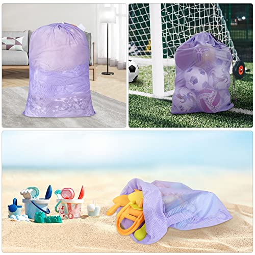 Polecasa Heavy Duty Large Mesh Laundry Bags With Id Tag And Locking Drawstring Closure - 2 Pack, 24 X 36 Inches - Laundry Hamper Liner, Washable Laundry Bag For Travel, Sports, Dorms (Purple) #TOP6