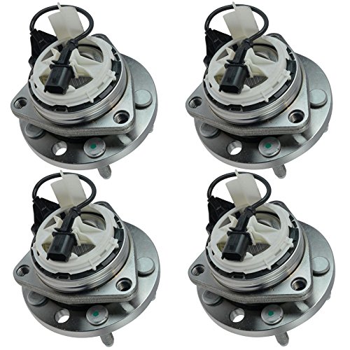 Image of TRQ Front and Rear Wheel Bearing and Hub Assembly Set 4 Piece Compatible with 2006-2009 Pontiac Solstice 4 Wheel ABS 2007-2010 Saturn Sky