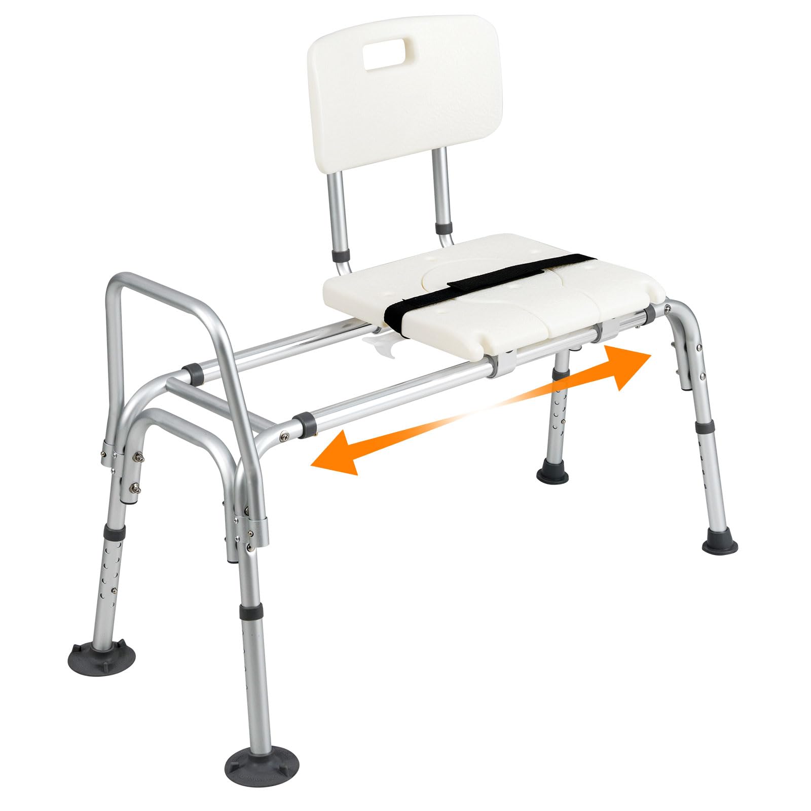 RELAX4LIFE Badewannensitz Höhenverstellbar & Verschiebbar, Breiter Sitz, Wannensitz mit Rückenlehne, Armlehne & Sicherheitsgurt, Duschstuhl für Senioren und Behinderte, Duschsitz bis 159 kg belastbar
