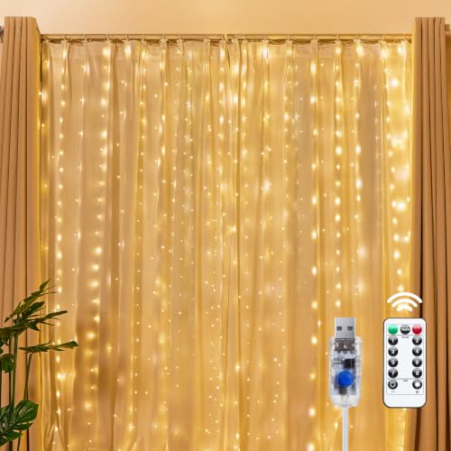 Brightown 300 LED Fairy Curtain Lights 9.8ft x 9.8ft String Lights