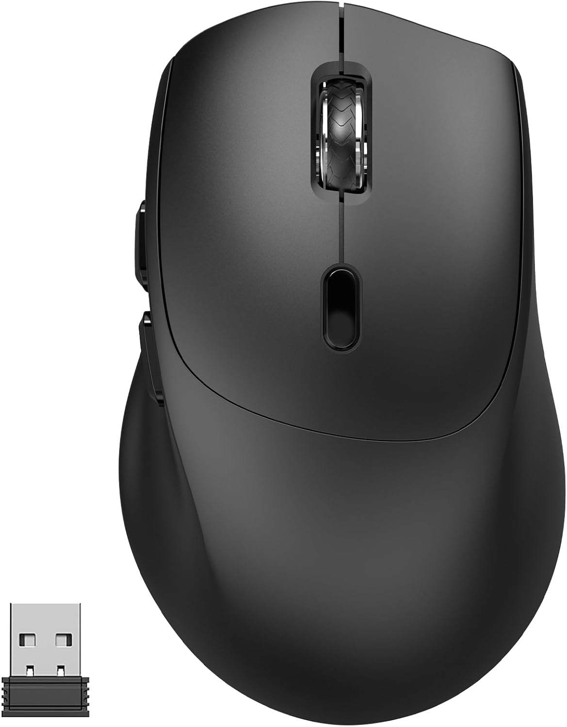 Wireless Mouse for Right Hand, Medium to Large Sized Hands, 1000/1600/2400 3 Adjustable DPI, 6 Buttons, Quiet Click, USB Cordless Computer Mice for Laptop, PC, Desktop