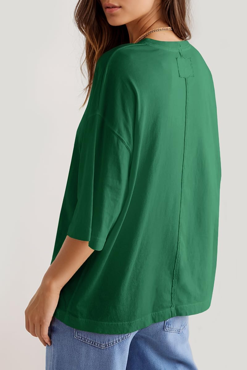 UNCLECAT Womens Oversized Half Sleeve T Shirts Summer Tops Trendy Crew Neck Loose Fit Workout Tee Clothes - Image 3