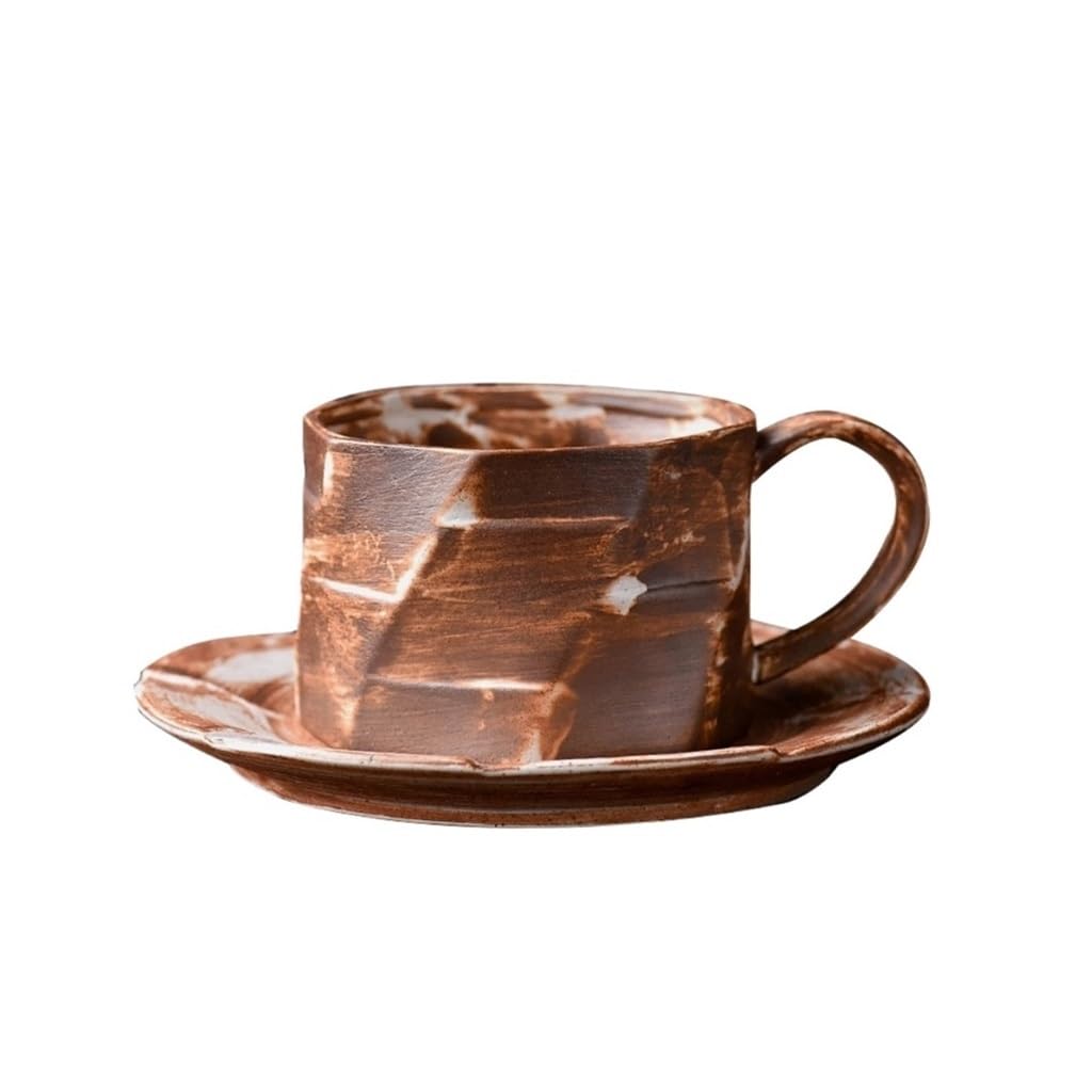 ENGENDER Tazas Cafe Taza De Café Hecha A Mano Gres, Creativa Té La Tarde Y Platillo Cerámica Mug Cups(3)