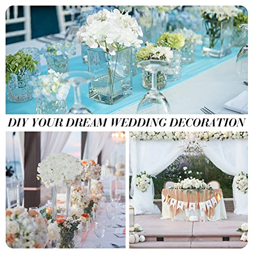 60 Pieces Silk White Hydrangea Artificial Flowers Heads Full Hydrangea Flowers With 100 Pcs Stems Faux White Flowers For Wedding Centerpieces Long Flowers Fake Bouquet For Home Decor Indoor Garden #TOP3