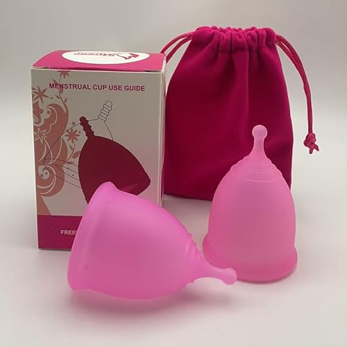 Copas menstruales reutilizables (tamaño opcional), copas menstruales, alto flujo y bajo flujo, productos de higiene femenina (rosa (2 piezas), S (código))
