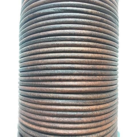 Hollis 3mm Round Quality Real Cows Leather Antique Brown Leather Cord Jewellery Making Cord Thread Wire String Thong (2 metres) Cover