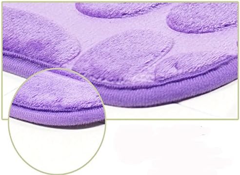 2 Piece Non Slip Pedestal Bath Mat Set, Eleoption Breathable Memory Foam Bath Mats Soft Comfortable Water Absorbent Toilet Bathroom Rug Non-Slip Pedestal Backing (Purple) - Image 3