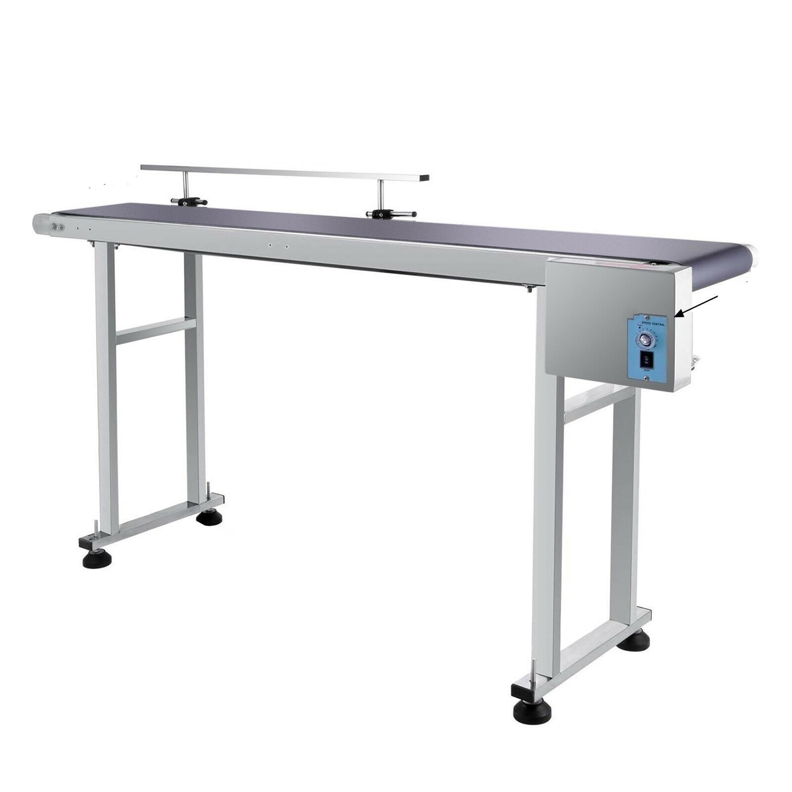Correa Alternadora Máquina Cinta Transportadora PVC 150 Cm 59" X 78" Con Barandilla Ajustable Acero Inoxidable Para Industrial Eléctrico Automático(Single Guardrail)